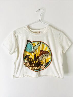 Altar'd State Butterfly Mushroom Graphic Crop Tee